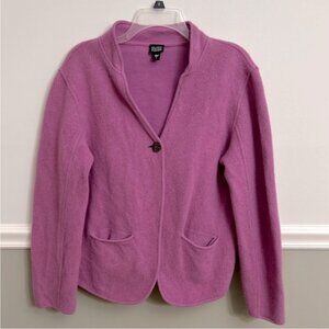 EILEEN FISHER Purple Lilac Button Boiled Wool Cotton Cardigan Jacket Size Large